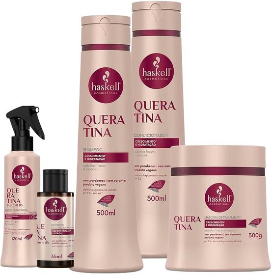 Imagem de Kit Haskell Queratina Sh Cond Máscara 500ml 5 Itens Completo
