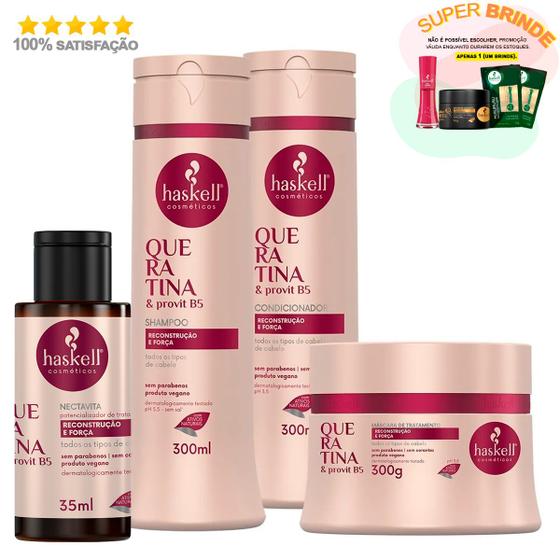 Imagem de Kit Haskell Queratina Shampoo/Cond/Máscara/Nectavita P