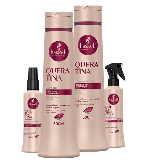 Imagem de Kit Haskell Queratina Shampoo Condicionador 500G Carga +