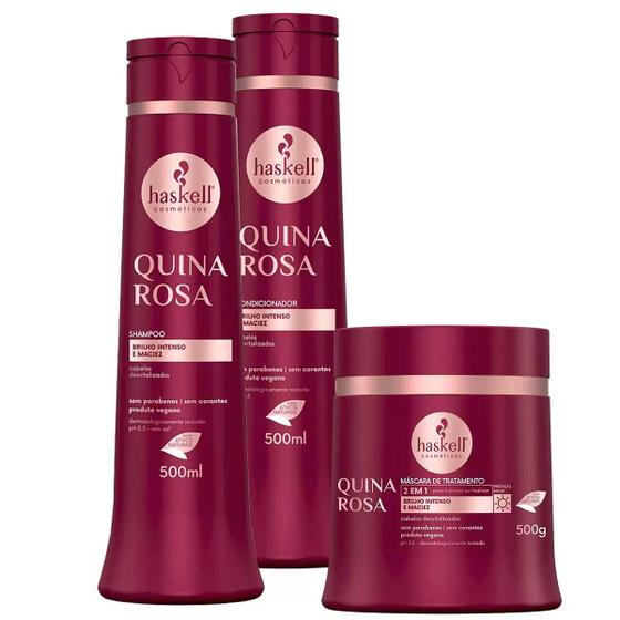 Imagem de Kit Haskell Quina Rosa Shampoo+cond+Mascara 500ml