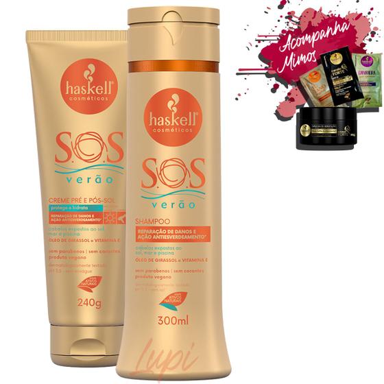 Imagem de Kit Haskell S.o.s Verão Shampoo E Creme Sem Enxague 4 Em 1