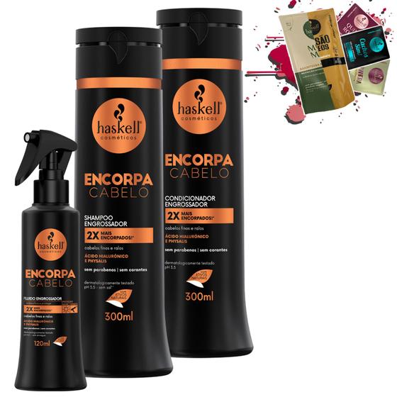 Imagem de Kit Haskell Shampoo Condicionador Encorpa 300ml + Fluido