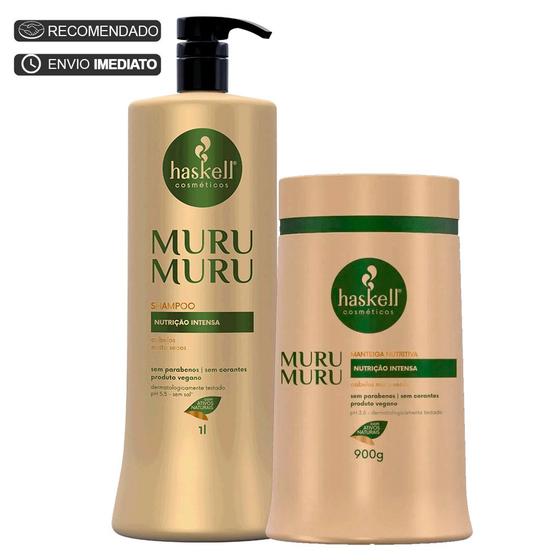 Imagem de Kit Haskell Shampoo Murumuru 1 Litro + Máscara 900G SALVA CABELOS SECOS