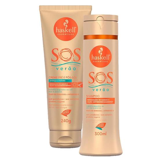 Imagem de Kit Haskell Sos Verao Shampoo 300 Creme Pré/Pós Sol