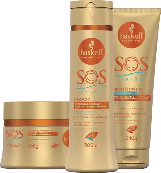 Kit Haskell Sos Verão Shampoo Máscara E Creme Pos Sol 300Ml Pós Sol Magazine Luiza