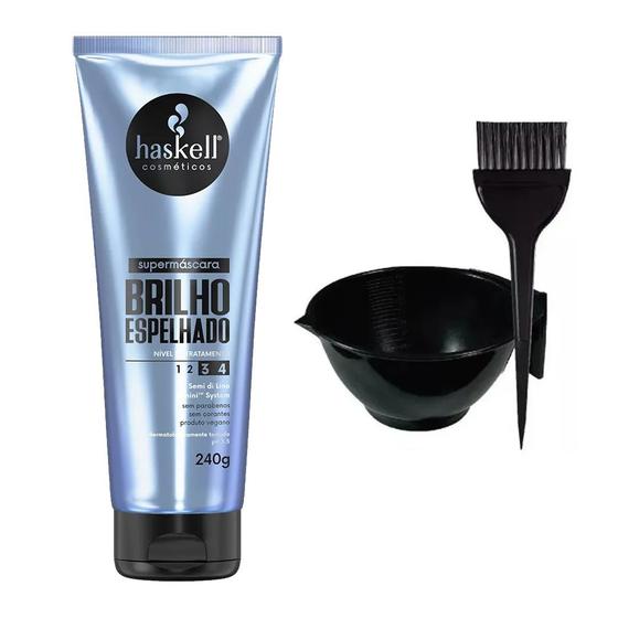 Imagem de Kit Haskell Super Máscara Brilho Espelhado + Cumbuca/Pincel