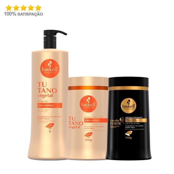Imagem de Kit Haskell Tutano Shampoo E Masc. 1l/1kg + Másc. Cavalo 1kg