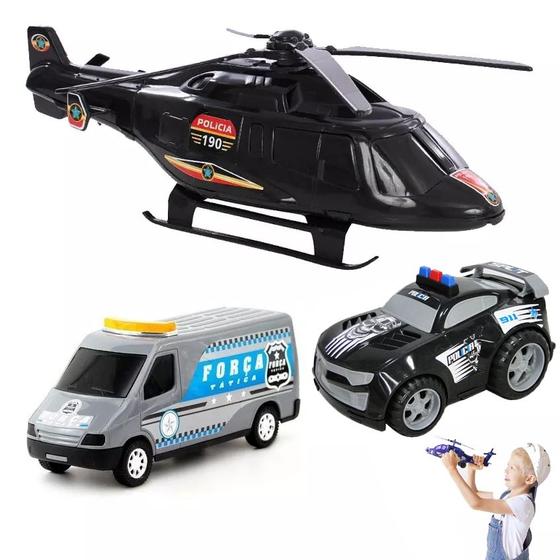 Kit Helicóptero De Brinquedo Infantil Van Carro Polícia Menor preço em Kit Helicóptero De Brinquedo Infantil Van Carro Polícia