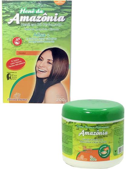 Imagem de Kit Henê Da Amazônia Em Pó Incolor + Creme Branco 500g