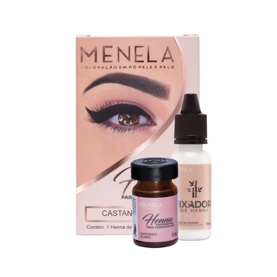 Imagem de Kit Henna De Sobrancelhas Menela 2,5g Profissional Com Fixador 15ml