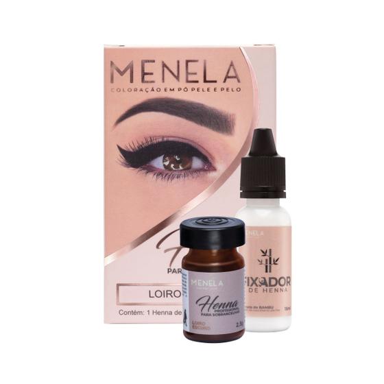 Imagem de Kit Henna De Sobrancelhas Menela 2,5g Profissional Com Fixador 15ml