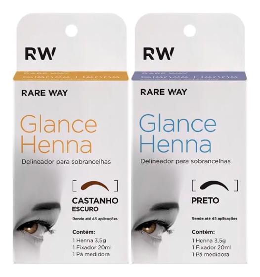 Imagem de Kit Henna Glance Rare Way Castanho Escuro + Preto 3,5g