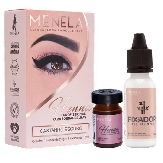 Imagem de Kit henna sobrancelha menela 15ml  castanho escuro