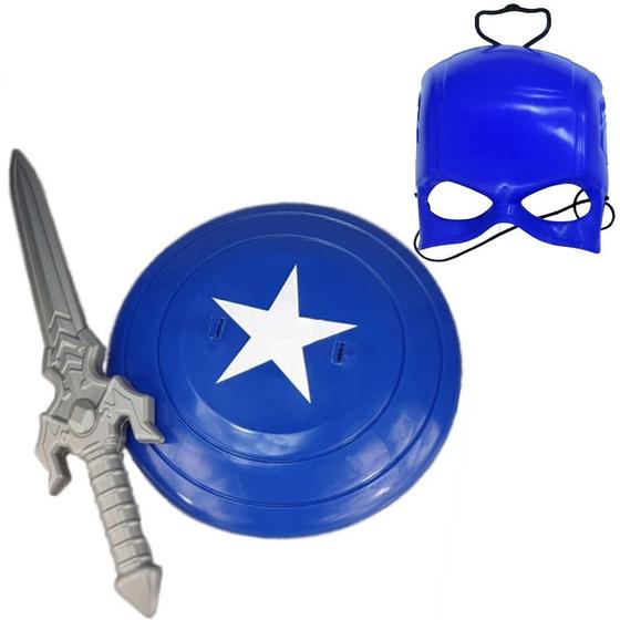 Imagem de Kit Herói Com Escudo + Espada E Máscara Capitão - Toymaster