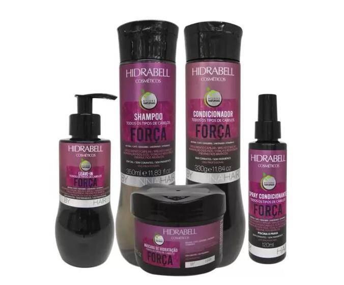 Imagem de Kit Hidrabell by lunna hair força sh+cond+masc+leave+spray