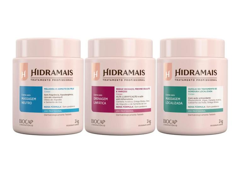 Imagem de Kit Hidramais 1 Neutro + 1 Localizada + 1 Linfatica