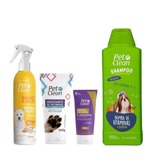 Imagem de Kit Hidratação Banho à Seco Shampoo Hidrata Patas e Focinho