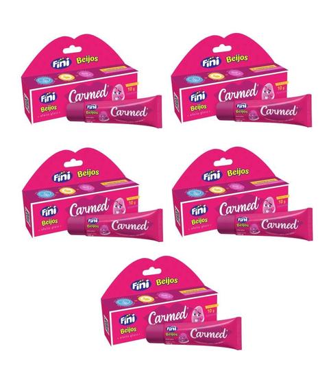 Imagem de Kit Hidratante Labial Carmed Efeito Gloss Fini Beijos Cor Rosa Com 5 Unidades De 10g Cada