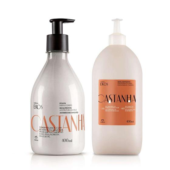 Imagem de Kit hidratante natura ekos castanha creme + refil 400ml cada