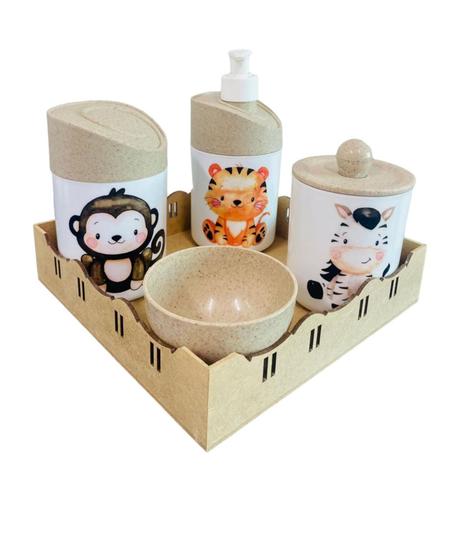 Kit Higiene Baby Safari c/Bandeja Menor preço em Kit Higiene Baby Safari c/Bandeja