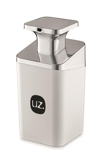 Imagem de Kit Higiene Banheiro Dispenser Líquido E Porta Algodão Branco Metalizado Uz