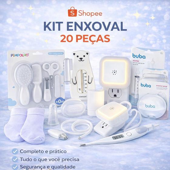 Kit Higiene Bebê 20 Peças Completo para Enxoval Neutro - Pimpolho