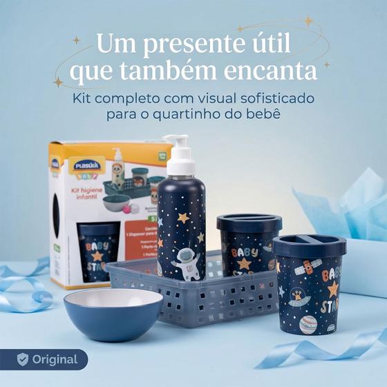 Kit Higiene Bebê Astronauta 5 Peças Cuidado Recém Nascido Essencial Menino - Plasútil