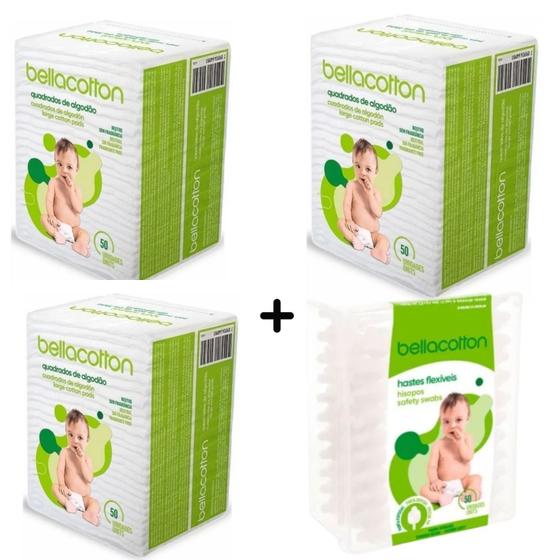Kit Higiene Bebê higienização recém nascido Cotonete Algodão Quadrado ...