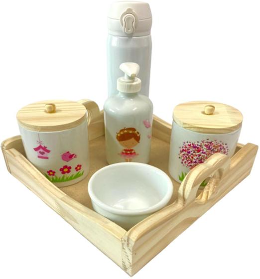 Imagem de Kit Higiene Bebê Jardim Encantado Menina Porcelana