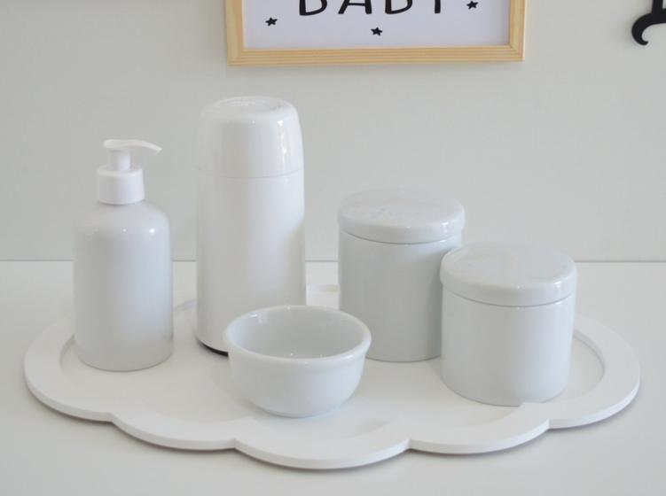 Imagem de kit Higiene Bebê K029 Infantil Nuvem Termica Completo Potes Multi Uso Moderno Decoração