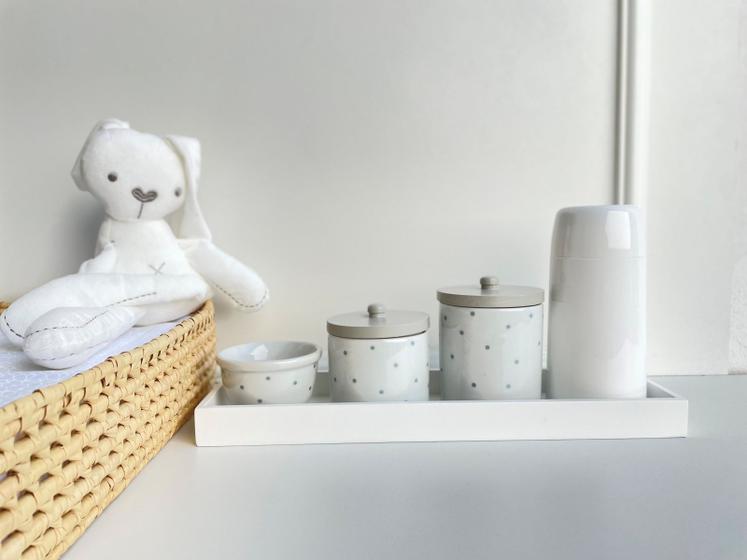 Imagem de Kit Higiene Bebê Moderno Porcelana Poá Pinus Quarto Térmica