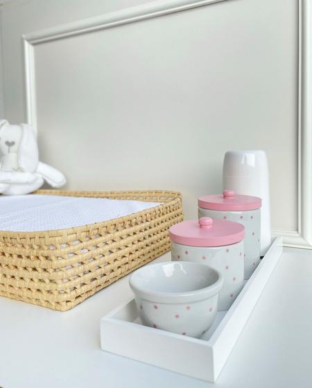 Imagem de Kit Higiene Bebê Moderno Porcelana Poá Pinus Quarto Térmica