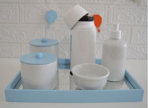 Imagem de Kit Higiene Bebê Porcelanas Gel Mini Térmica Banho Quarto K063