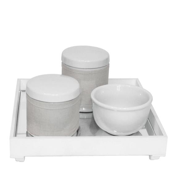 Imagem de Kit Higiene Bebê Porta Algodão Porcelanas Molhadeira Branco