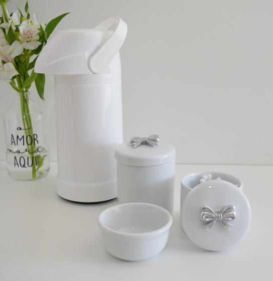 kit Higiene Bebê Potes K022 Cotonete Prata Algodão Limpeza Porcelana Multi Uso Térmica 500ml - Ciranda Arte Criativa Imagem de kit Higiene Bebê Potes K022 Cotonete Prata Algodão Limpeza Porcelana Multi Uso Térmica 500ml