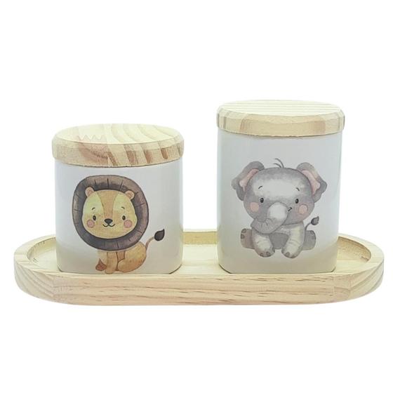 Imagem de Kit higiene bebê Safari 3 Pçs - Porcelana e Pinus