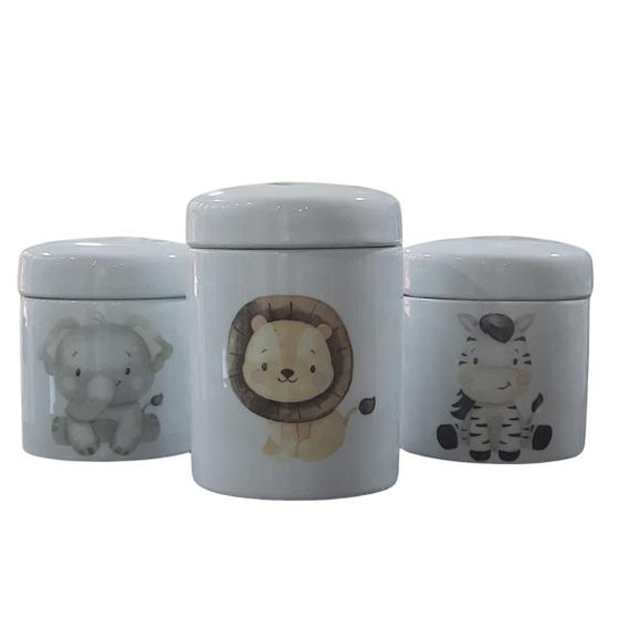 Imagem de Kit higiene bebê Safari 3 potes - Tudo Porcelana