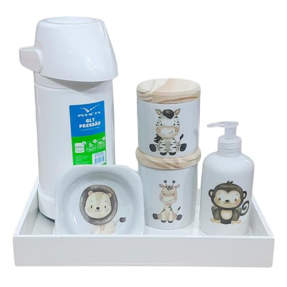 Imagem de Kit higiene bebê Safari 6 pçs - Pçs Porcelana Bdj Tp Pinus