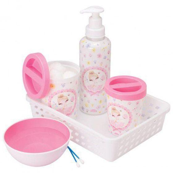 Imagem de Kit- Higiene com bandeja com 05 Pçs na cor Rosa- Princesa - Plasútil
