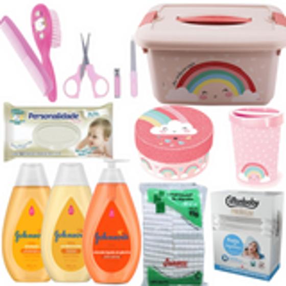 Imagem de Kit Higiene Com Caixa Organizadora Arco-íris 14 Peças - plasutil