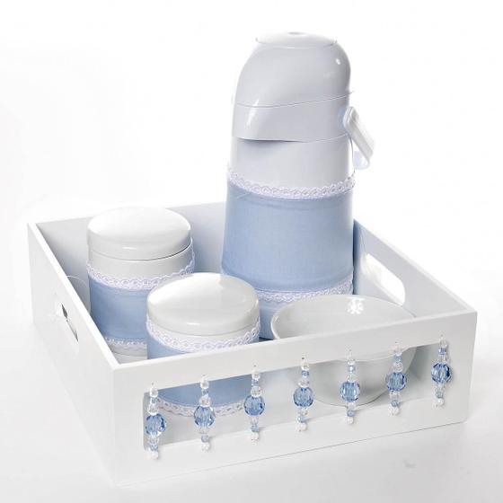 Imagem de Kit Higiene Com Porcelanas E Capa Pedra Azul Quarto Bebê Menino