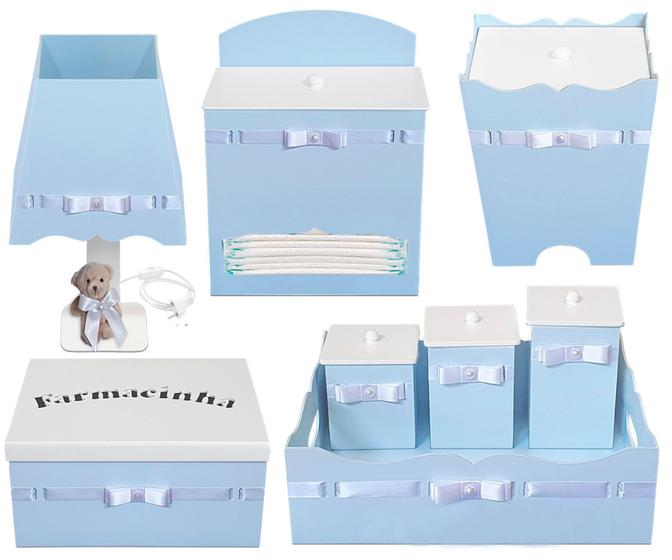 Imagem de Kit Higiene Completo com 8 Peças Azul Bebê