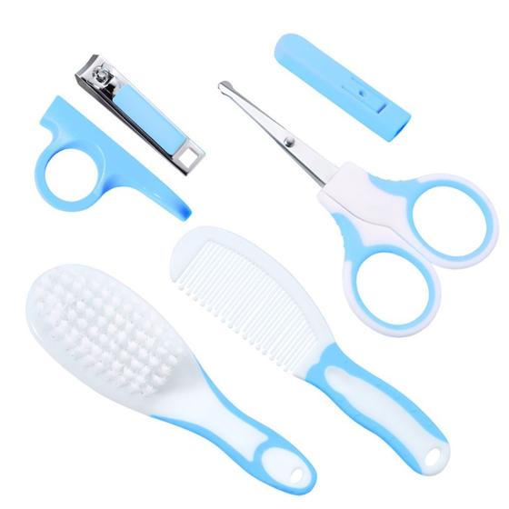 Imagem de Kit Higiene Cuidados Saúde Bebê Recém Nascido Criança Escova Tesoura Pente Cortador Unha Cabelo 6 Peças Maternidade 0m