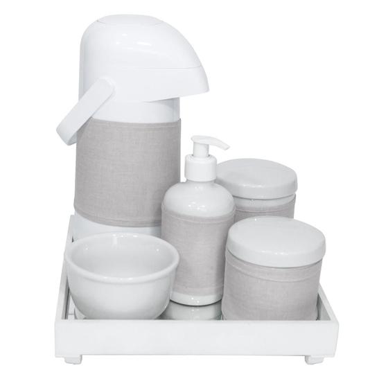 Imagem de Kit Higiene Decorado Branco Porcelanas Garrafa Térmica Bebê