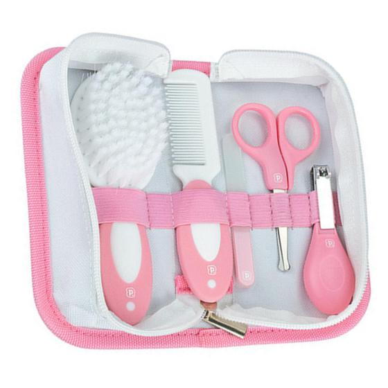 Imagem de Kit Higiene do Bebê 5 Peças com Estojo Necessaire Pimpolho Menina