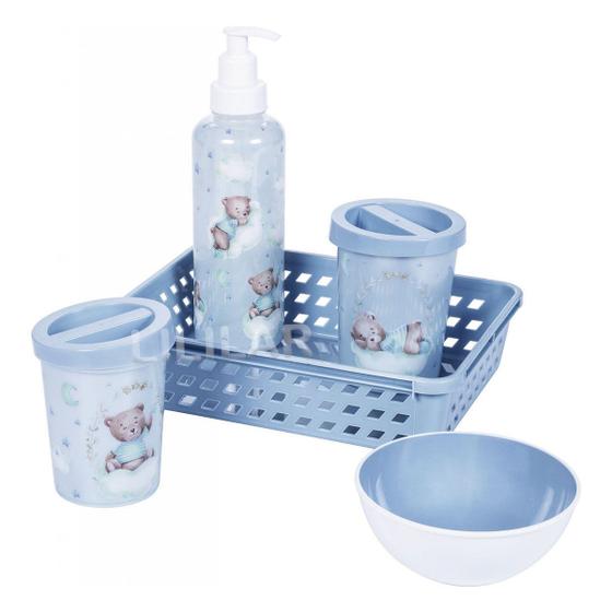 Imagem de Kit Higiene Infantil Bebê 5 peças Enxoval Recém Nascido Cestinho