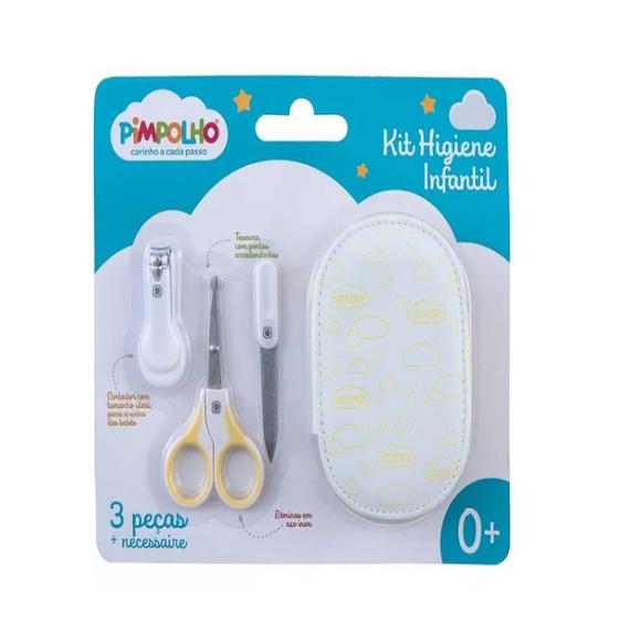 Imagem de Kit Higiene Manicure Infantil Pimpolho Com 3 Peças + Nécessaire