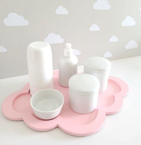 Imagem de Kit Higiene Porcelana Bebê Bandeja Nuvem Térmica K067