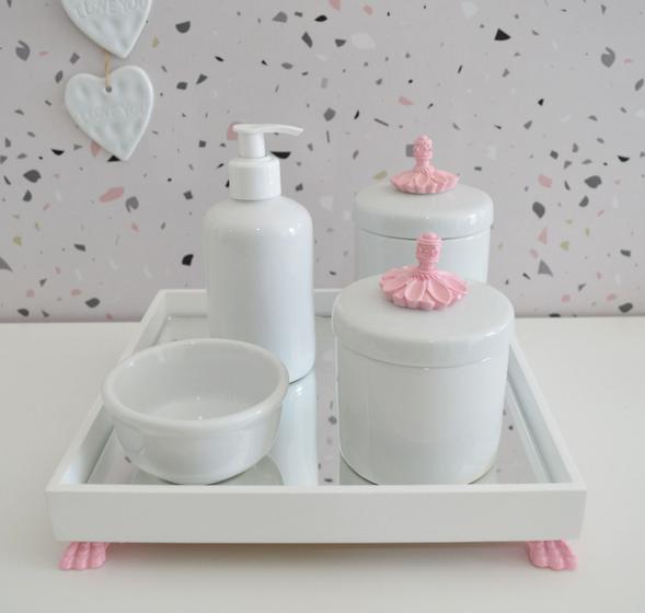 Imagem de Kit Higiene Porcelana Bebê Banho Quarto K014 Provençal