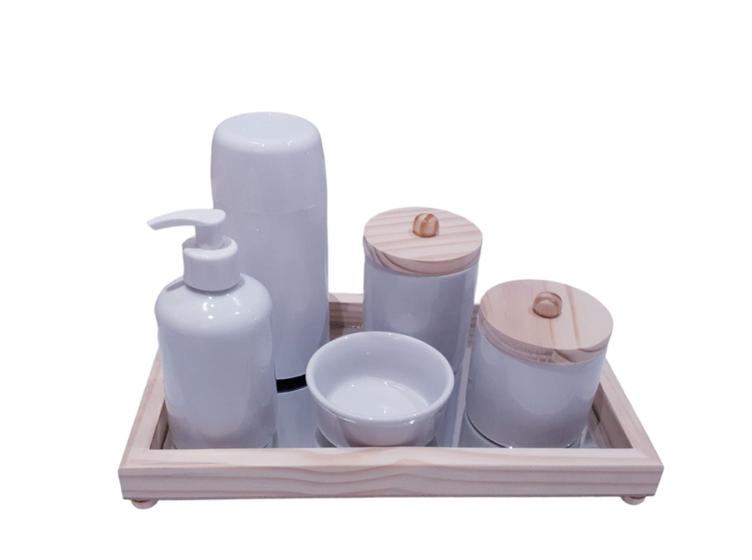 Imagem de Kit higiene porcelana Bebê maternidade completo garrafa térmica potes 5 peças